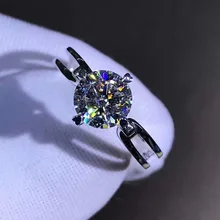 925 anel de prata esterlina 1ct 2ct 3ct estilo clássico moissanite anel diamante jóias festa de casamento aniversário com gra certifica