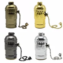 E27 Винтаж свет розетка с переключатель включения/выключения лампы Эдисона лампа держатель алюминиевые подвесные винт круглые светодиодные лампы верхнего света разъем 5 шт