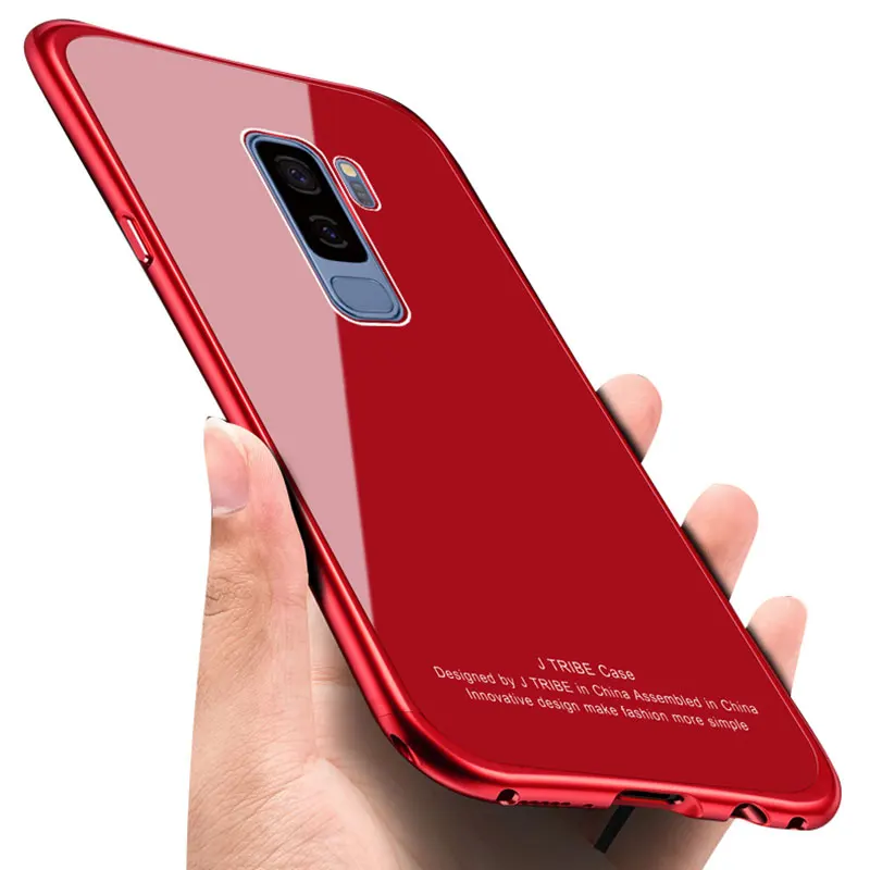 Portefeuille For Galaxy S9 Aluminum Metal Shockproof Bumper Frame Case Tempered Glass Back Cover for Samsung S8 Plus Note 8 Capa (2)