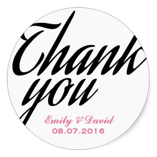 3.8cm Black and White Calligraphic Thank You Stickersin Stickers from