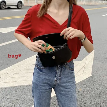 

Female bag Korean version of the tide simple wild small bag female shoulder slung chest bag solid color retro