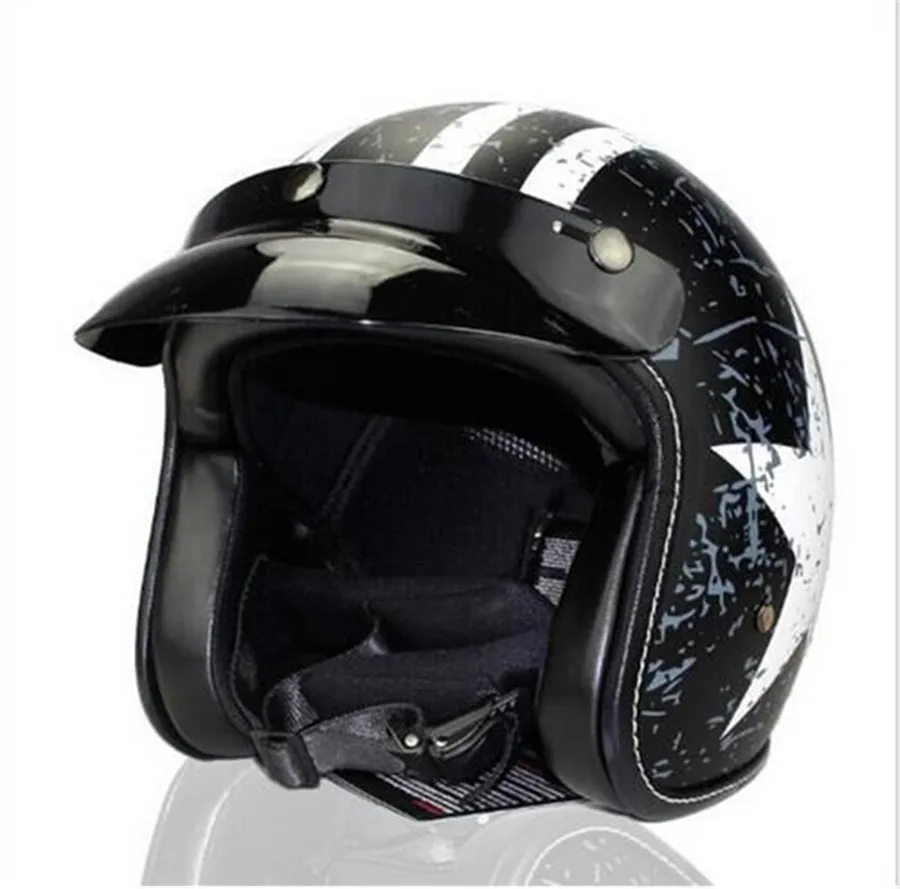 

Harley Helmets 3/4 Motorcycle Chopper Bike Helmet Open Face Vintage Motorcycle Helmet Black S(55-56cm)/XL(61-62cm