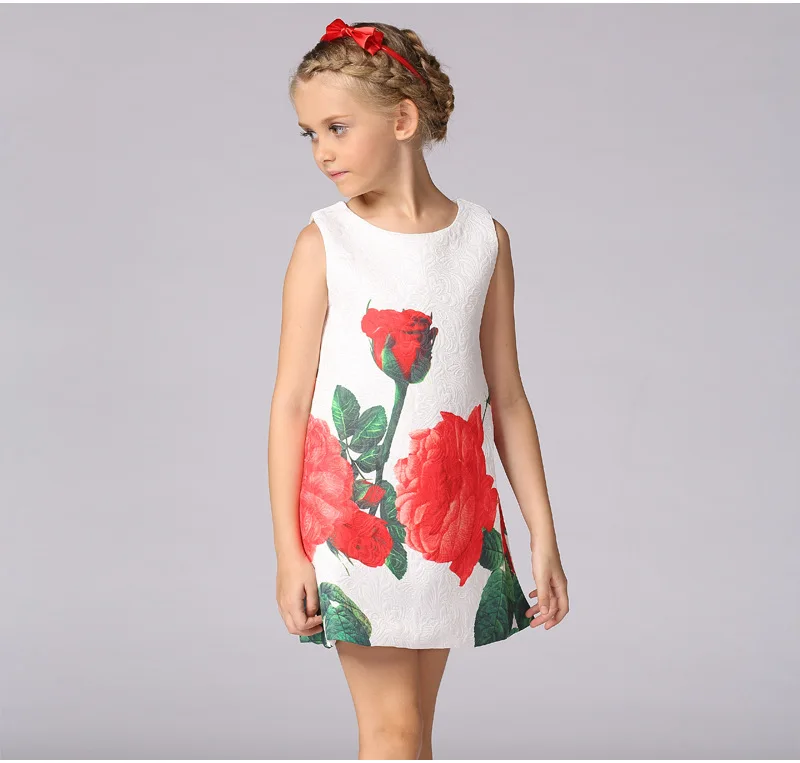 Весенне-летнее Новое жаккардовое платье с принтом для девочек в европейском и американском стиле высококачественное платье принцессы