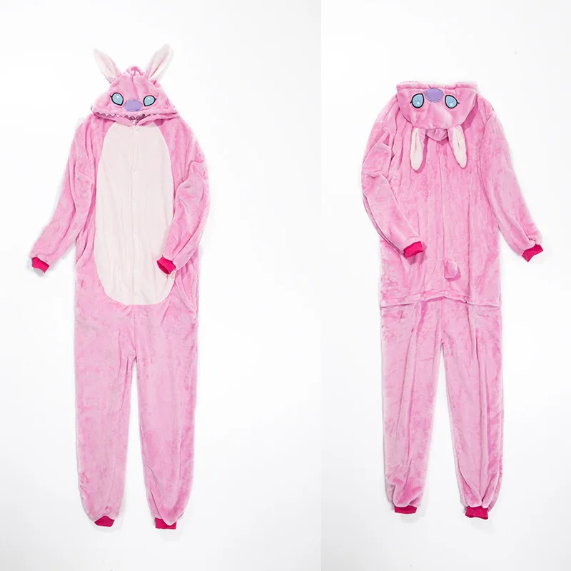 Синий Розовый Ститч Onesie пижамы кигуруми животных Косплей Костюм Хэллоуин семья пижамы Женщины - Цвет: Розовый