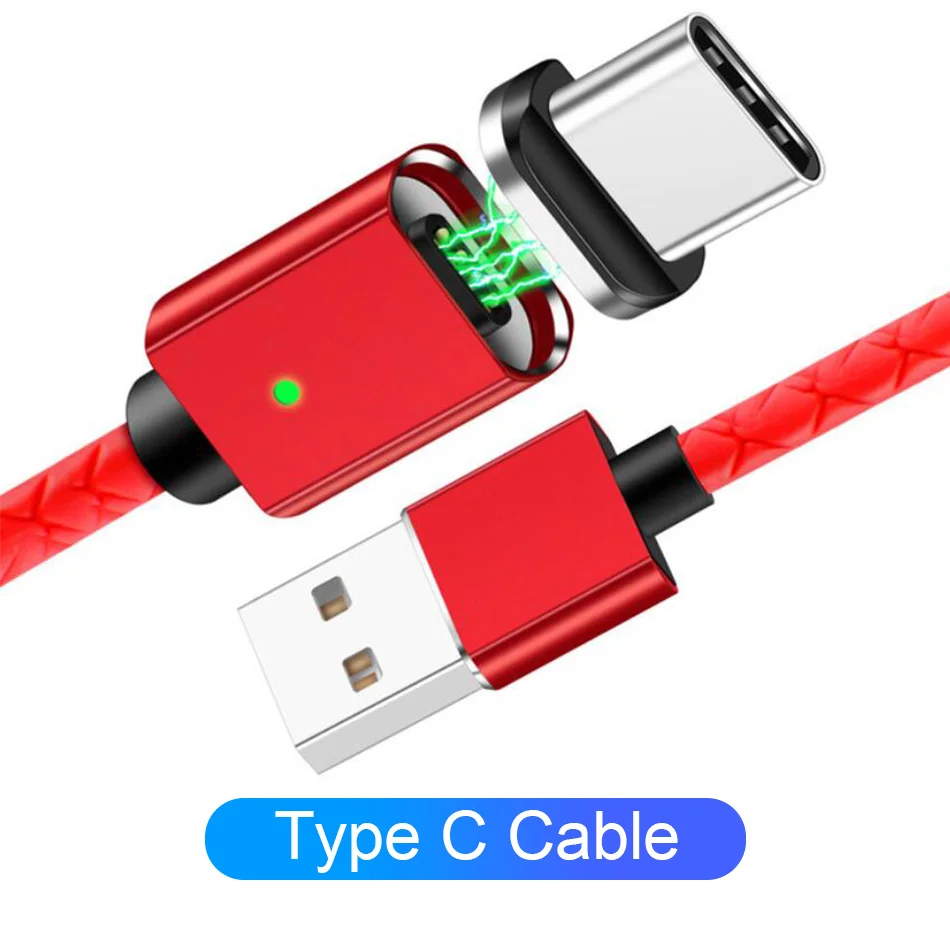 Магнитный кабель USB c типа C, 3 А, зарядное устройство для быстрой зарядки Xiaomi type c, мобильный провод быстрой зарядки, магнитный пылезащитный Разъем, шнур для передачи данных для телефона - Тип штекера: 1 Cable 1 Plug Red