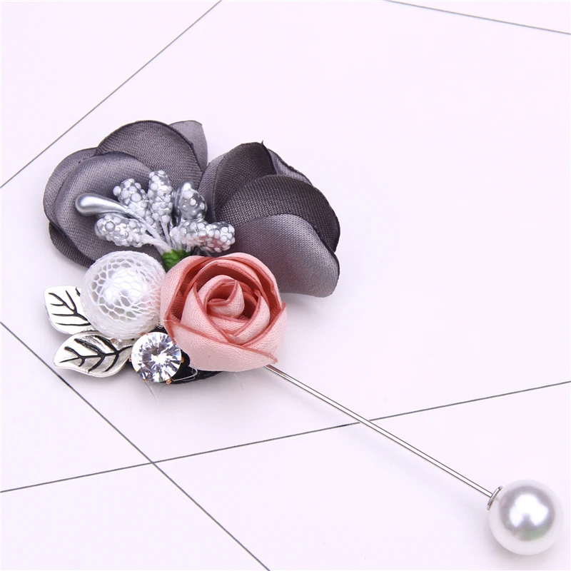 

fabric flower pearl brooch jewelry rhinestone pins and brooches for women pin badge spille