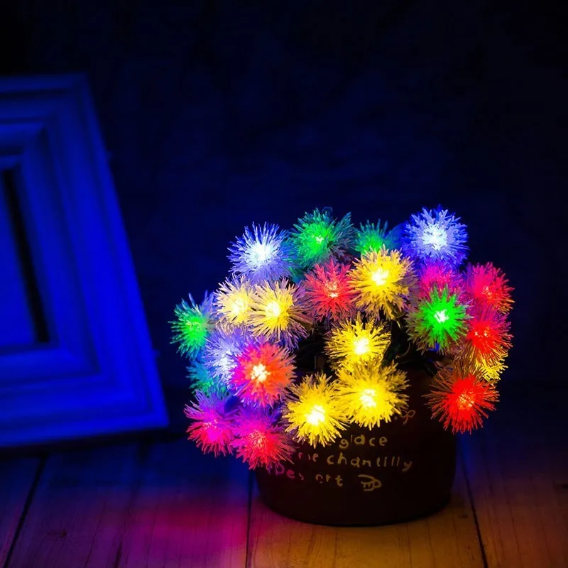 DCOO Puffer Ball Solar String Lights LED IP65 Waterproof Light Indoor Outdoor Decoration For Window Curtain Wedding Christmas
