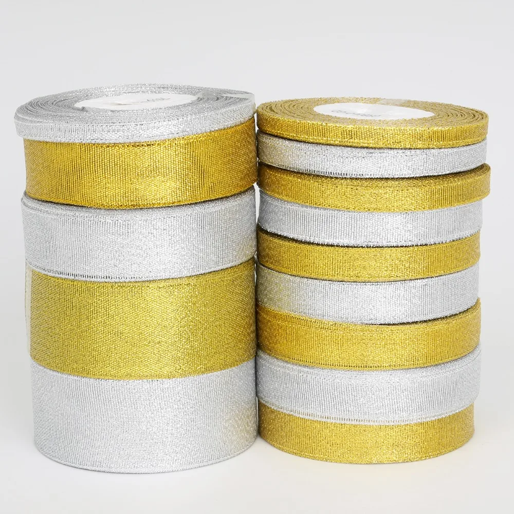Polyester Flat Rope 25yards Gold/Silver Wedding Gift Packing Ribbon Rope 7mm-38mm For DIY Crafts Handmade Decorative Thread Cord polyester rope craft twine