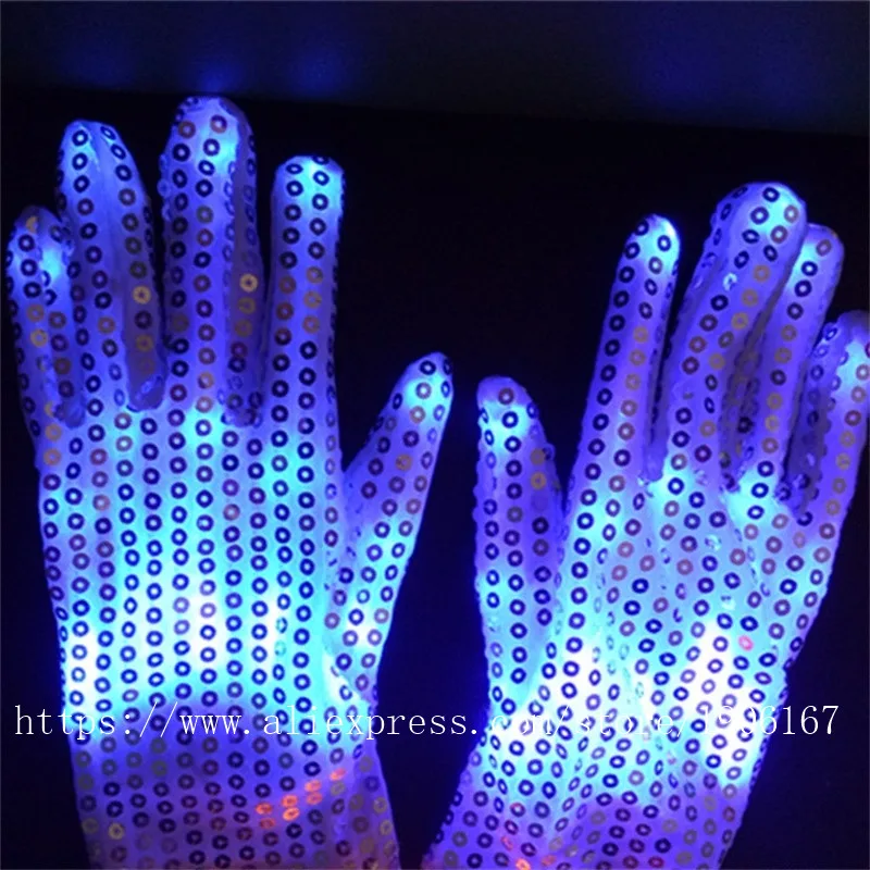 A Pair LED Color Changing Lighting Gloves Flashing Skeleton Hallowamas Stage Props Flash Gloves For Holiday Party Events Shows01