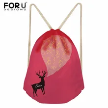 FORUDESIGNS/3D принт с животным силуэтом, женские мешки с кулиской, модные, мягкие, для хранения, мужские рюкзаки для девочек, пляжные сумки с карманами