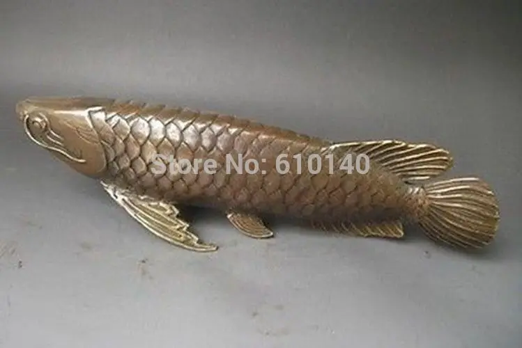 

11" Rare, Chinese Bronze copper Carved statue ' Fish every year '