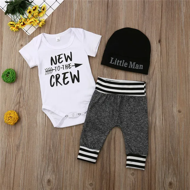 2019 New Fashion Toddler Infant Newborn Baby Girl Boy Letter Romper+Pants Outfit Clothes Bodysuit Playsuit 0-24M 3