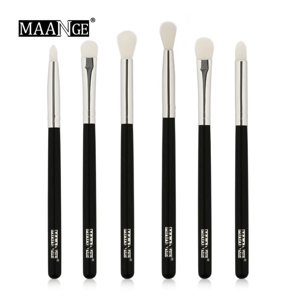 6 Pcs/Set Professional Eyes Makeup Brushes Set Wood Handle Eyeshadow Eyebrow Eyeliner Blending