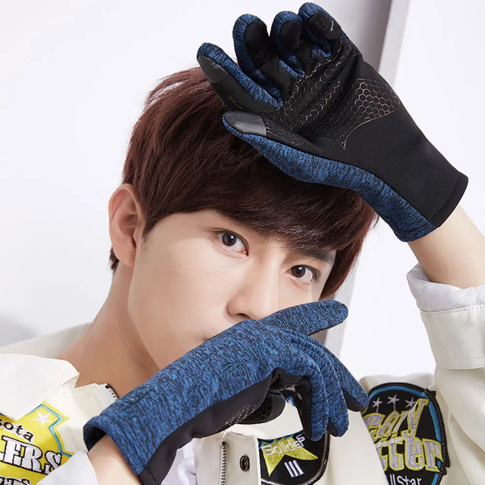 1 Pair Winter Gloves Diving Cloth  Anti-slip Touch Screen Gloves Finger Fleece Warm Gloves for Women Men