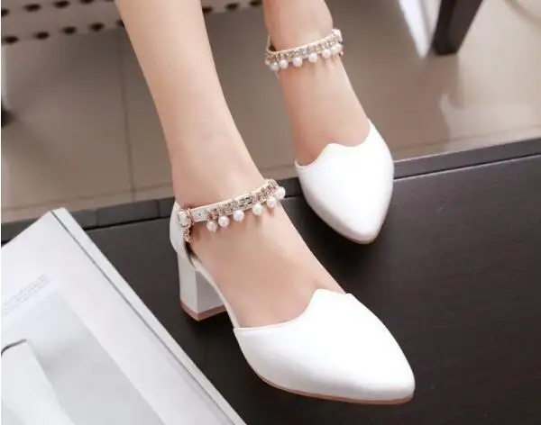 Da Elegante G61658 Grosso Sposa Pompe Caviglia white Black Cinghia Donne Donna Della Partito Zapatos pink Mujer Tacchi Scarpe Signore Ragazze Alti Delle 8xqZdw8t