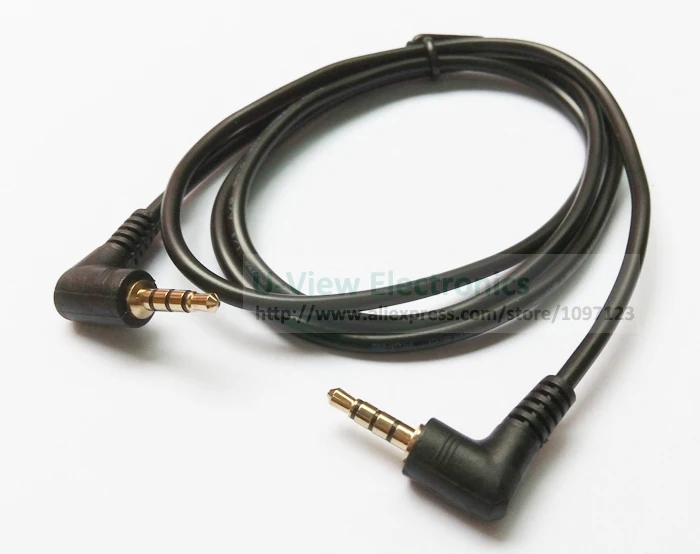 

NCHTEK Dual 90 Degree Right Angled 3.5mm 4 Poles Audio Stereo Male to Male Extension Cable Black Color 1M/Free Shipping/2PCS