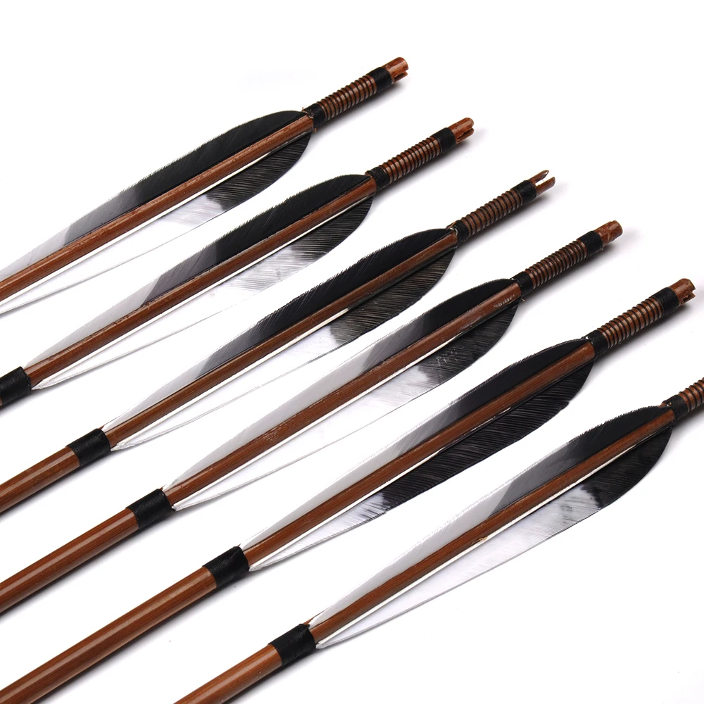 Tiro de Caça Tiro com Arco Setas de Bambu com Pena do Peru para 20-50lbs 30 Polegadas Espinha 500 Longbow Arco Recurvo 6 - 12 24 Pcs 11 High Quality Esporte e Lazer