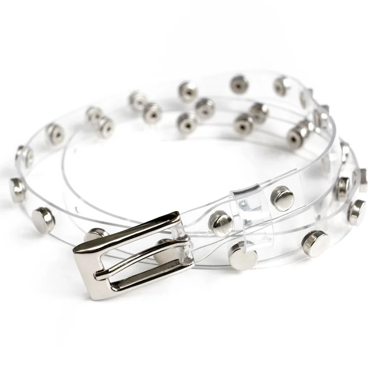 

New Summer Autumn 2018 Fashion Personality Rivet Transparent High Quality PVC Belts Women All-match BL410