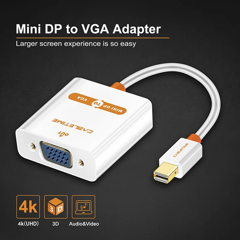 Cabletime мини дисплейный порт для интерфейса Thunderbolt к VGA адаптеру Mini DP кабель папа
