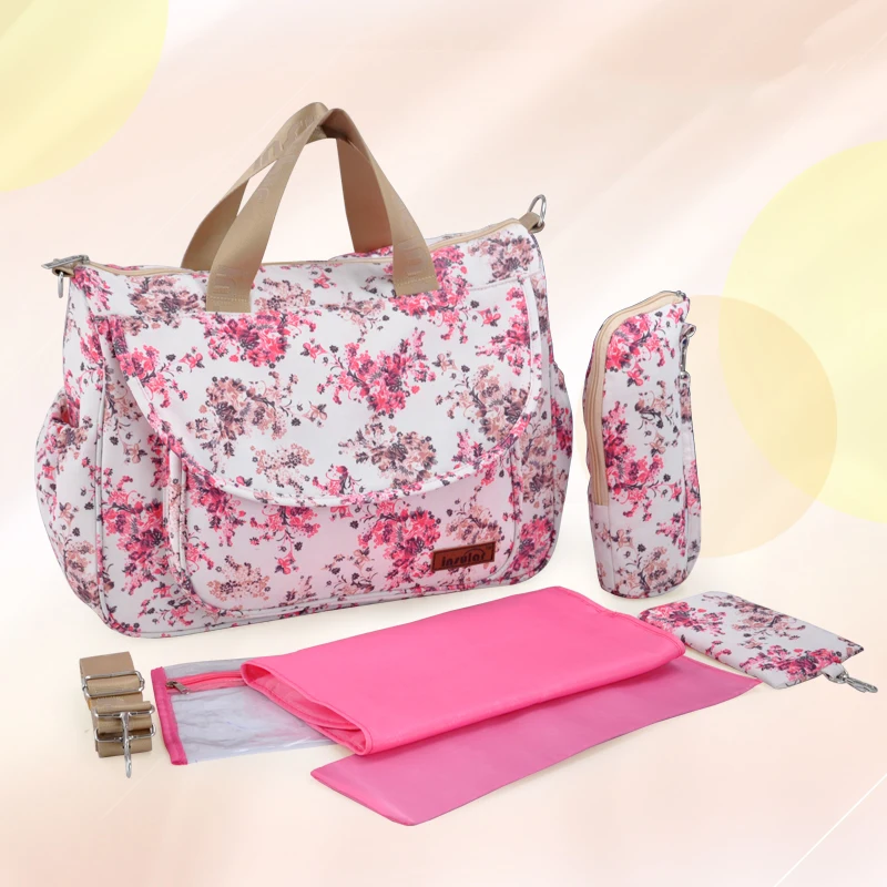 Водонепроницаемая нейлоновая сумка для мам с цветочным рисунком|nappy bags|nappy bag