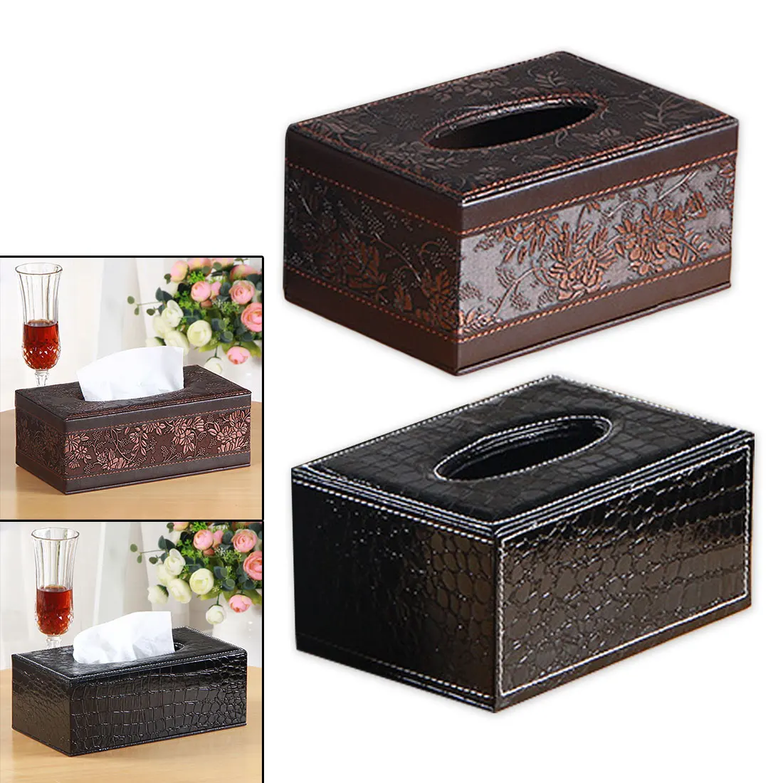 Leather tissue box rectangular pen holder storage paper storage box
