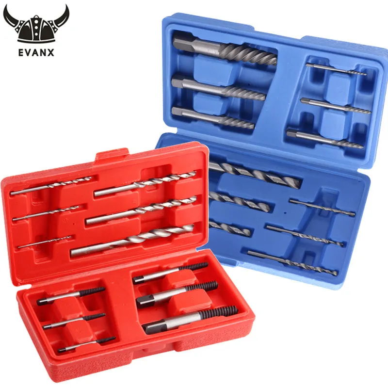 EVANX 12pcs Screw Extractor Set Easy Out Drill Bits Remover Set Broken Damaged Nut Screw