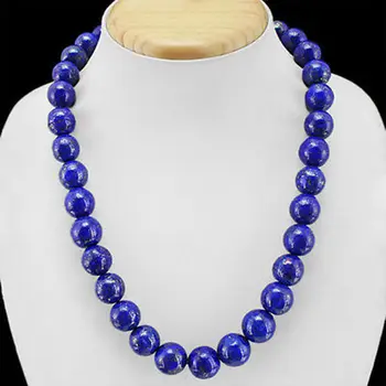 

10mm Natural Blue Lapis Lazuli Round Gems Beads Necklace 18'' AAA+ Boutique jewelry necklace