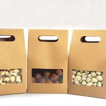 10*15,5*6 см 100 шт натуральный коричневый стоьте вверх крафт бумажные пакеты коробки перерабатываемые свадебные подарки украшения Еда складываемая коробка для бумаг