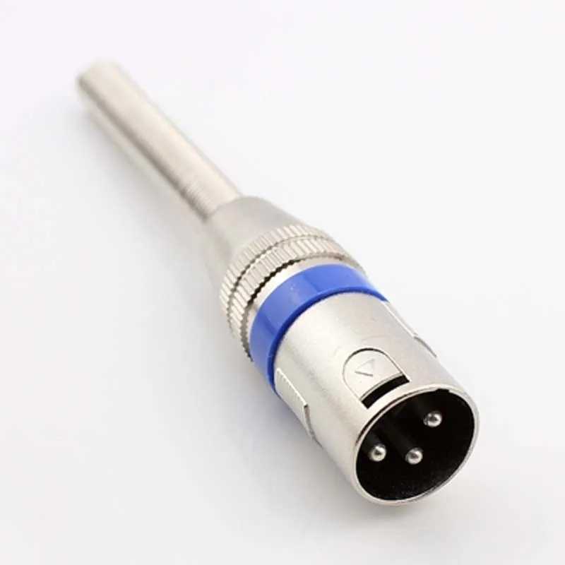10 шт. XLR аудио кабель Разъем 3pin KTV микрофон штекер синий круг длинный хвост мужской