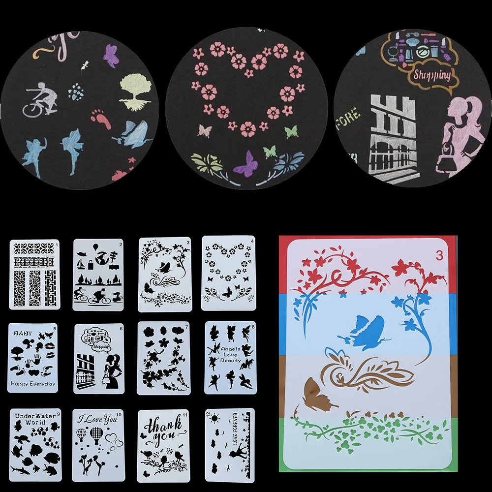 

Hollow Layering Stencils For Wall Painting Scrapbooking Stamping Stamp Album Decorative Embossing Paper Card Template DIY Craft
