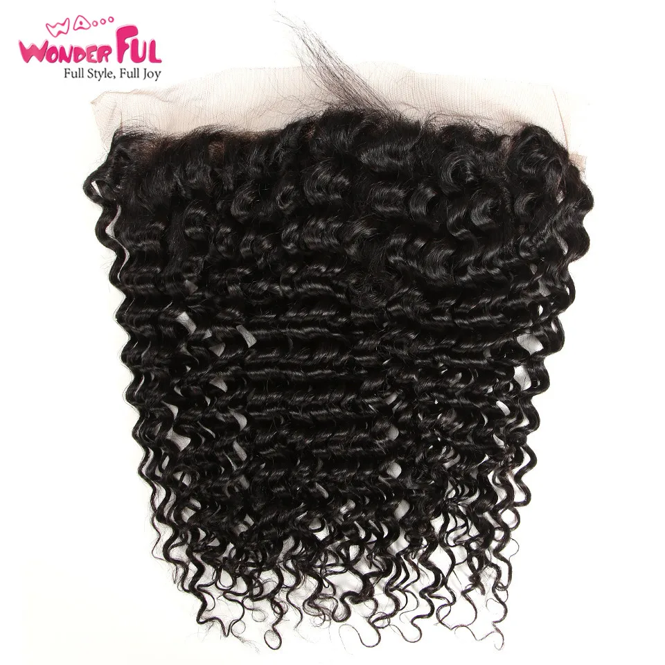 WA...Wonderful Brazilian Deep Wave Frontal Closure Remy Human Hair Frontal 13x4 Lace Frontal Closure With Baby Hair 8-20 Inch