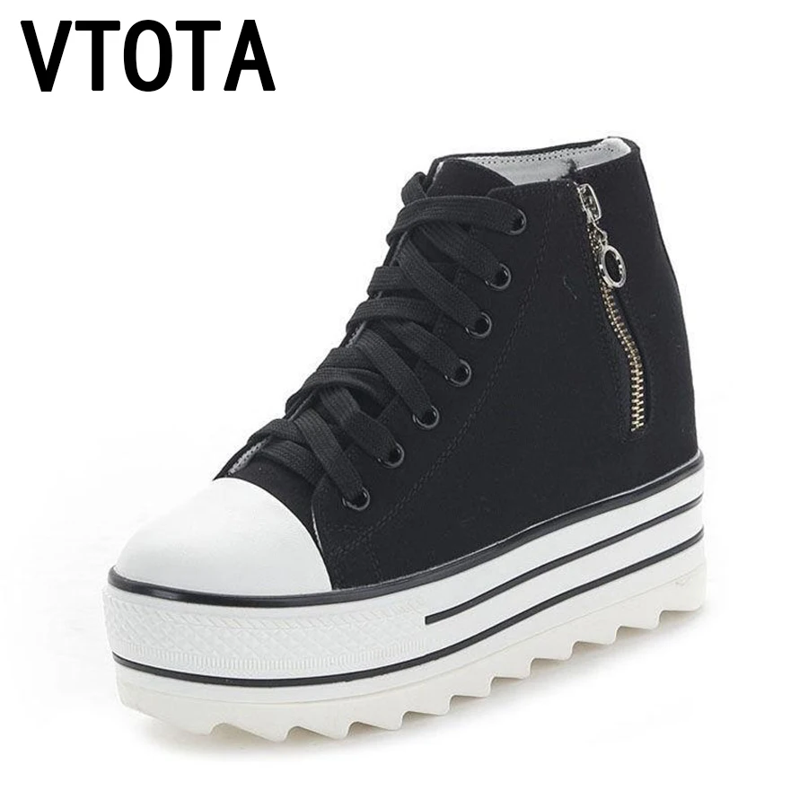 VTOTA Shoes Woman Wedges Platform Canvas Shoes Cheap Breathable Height