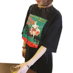 Футболка женская 2018 Корейская harajuku рубашка Женская топы новый принт Повседневный Топ Лето kawaii милый Принт принцесса футболка Женская