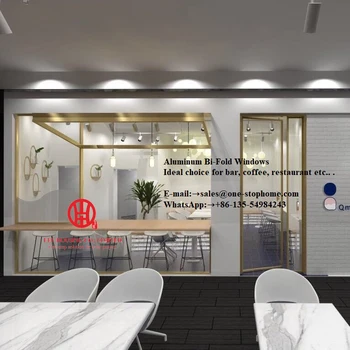 

Tempered glass powder coating aluminum bi-folding window,cafe window,coffee shop window,aluminum bi-fold window