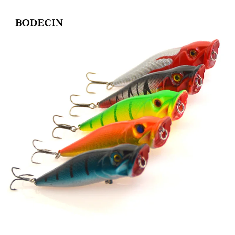 1PCS Fishing Lure Hard wobblers Bait Poper Topwater 3D Eyes Fish Popper Artificial Laser Baits 4# Hooks Tackle Floating Swimbait (6)