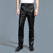 Новое поступление, Мужские штаны из натуральной козьей кожи, толстые ветрозащитные мужские кожаные брюки