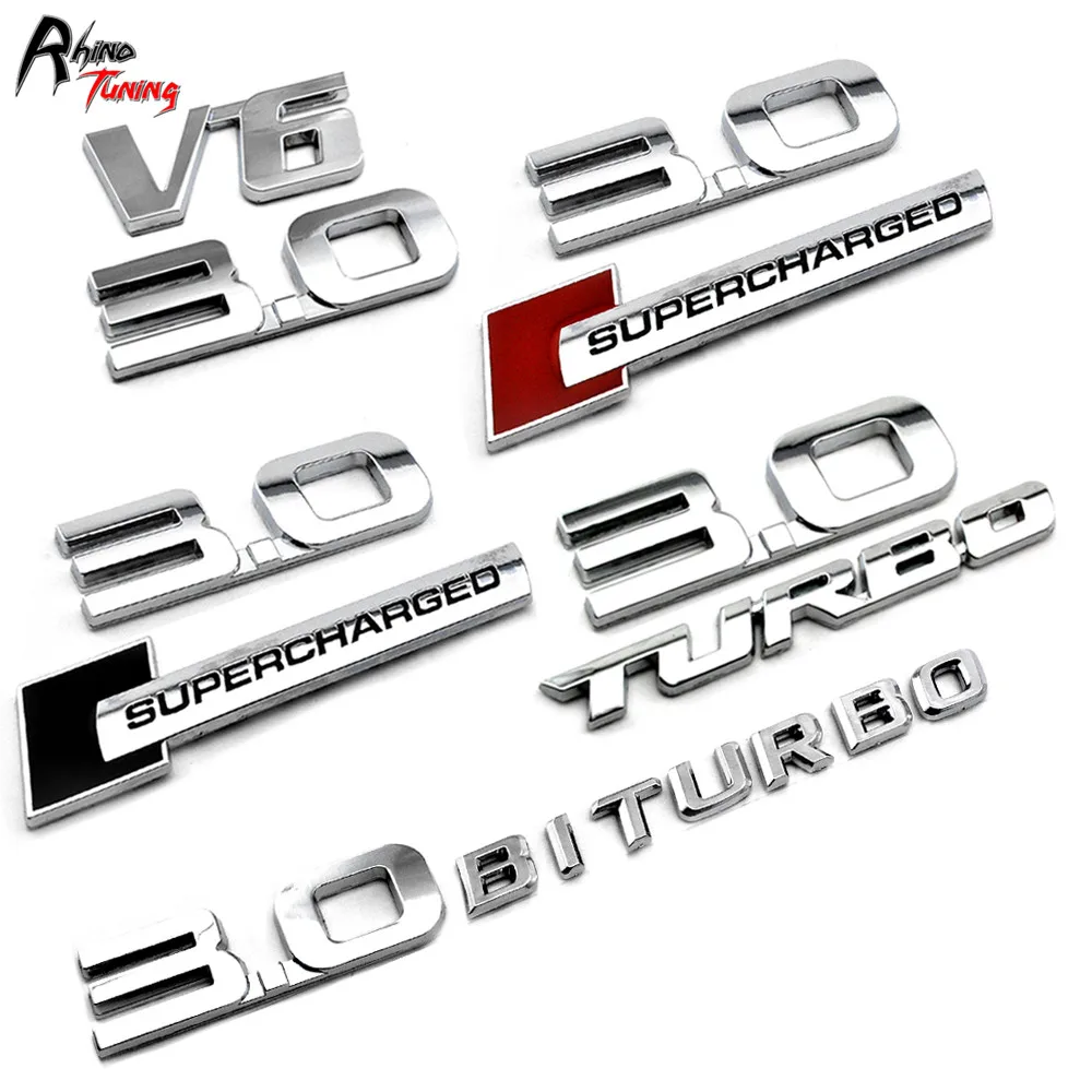 

Rhino Tuning 3.0 TURBO BITURBO V6 SUPERCHARGED Badge Sticker Labeling Combination Car Styling For A6 A7 A4 S5 Emblem 170