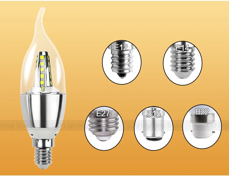 E14 светодиодный лампы в форме свечи лампы светильник E27 энергосберегающая лампа 220V 3W 5 Вт 7 Вт E12 B15 B22 Bombilla Lampara люстра домашнее украшение точечный светильник