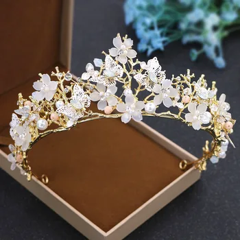 

new alloy crystal crown bride handmade jewelry gold hat wedding headdress European Baroque