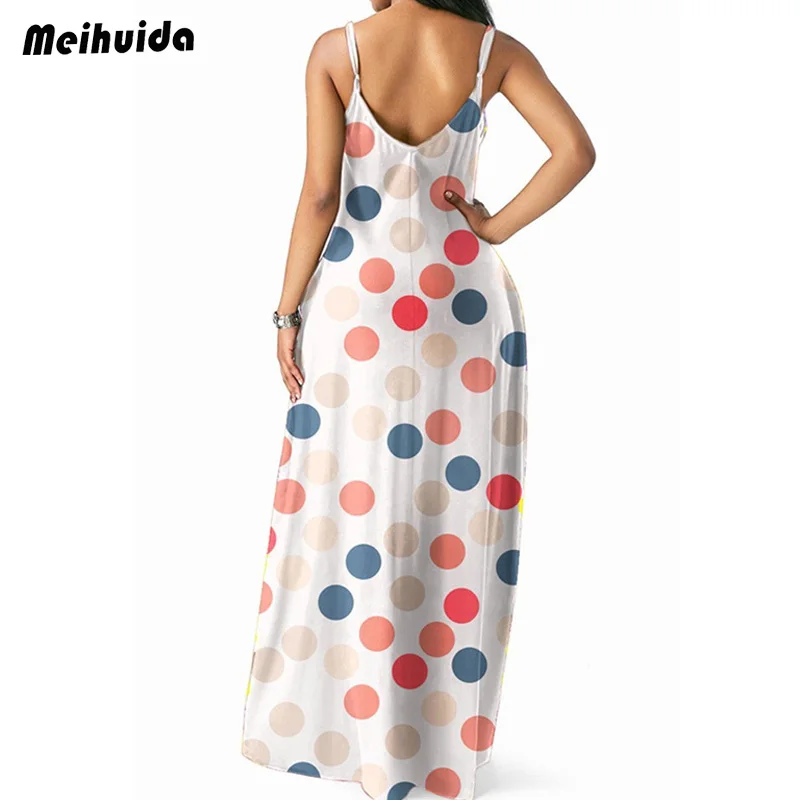 Женское богемное длинное платье макси с цветочным рисунком, летнее праздничное пляжное платье в горошек, сарафан размера плюс