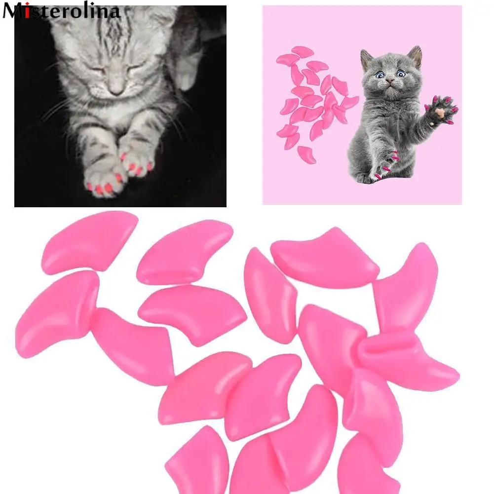 

20Pcs/Lot Colorful Cats Dogs Kitten Paws Grooming Nail Claw Cap Silicone Pet Nail Cover Paws Protector Caps Pet Supplies PDA9980