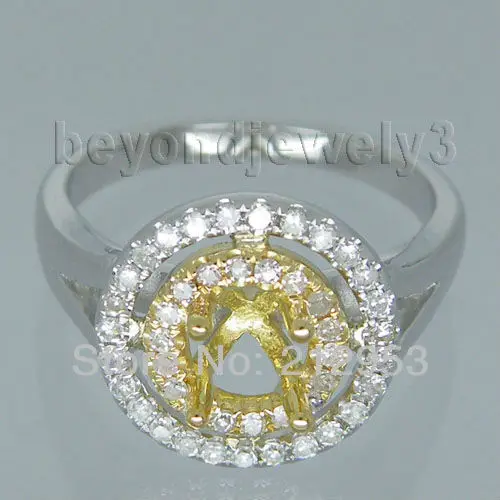 

Vintage Round 5mm Setting Ring Solid 18kt Two Tone Gold White Gold, Yellow Gold Setting Ring SR290