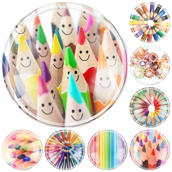 

Handmade 6 Size Glass Mixed Crayon Pencil Flatback Camo Cabochon Domed DIY Jewelry Charm Photo Pendant Setting