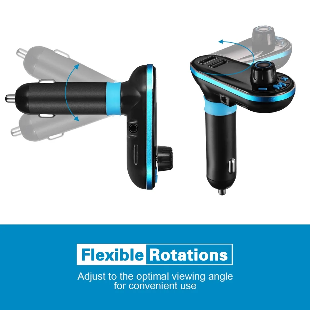 VicTsing Car MP3 Player Bluetooth FM Transmitter Car Kit Wireless Radio Bluetooth FM Transmitter Modulator Dual USB Port AUX     (2)