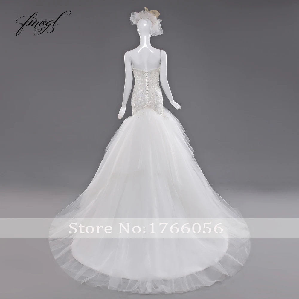 Fmogl Vestido De Noiva Милая Русалка Свадебные платья 2019 аппликации из бисера Часовня