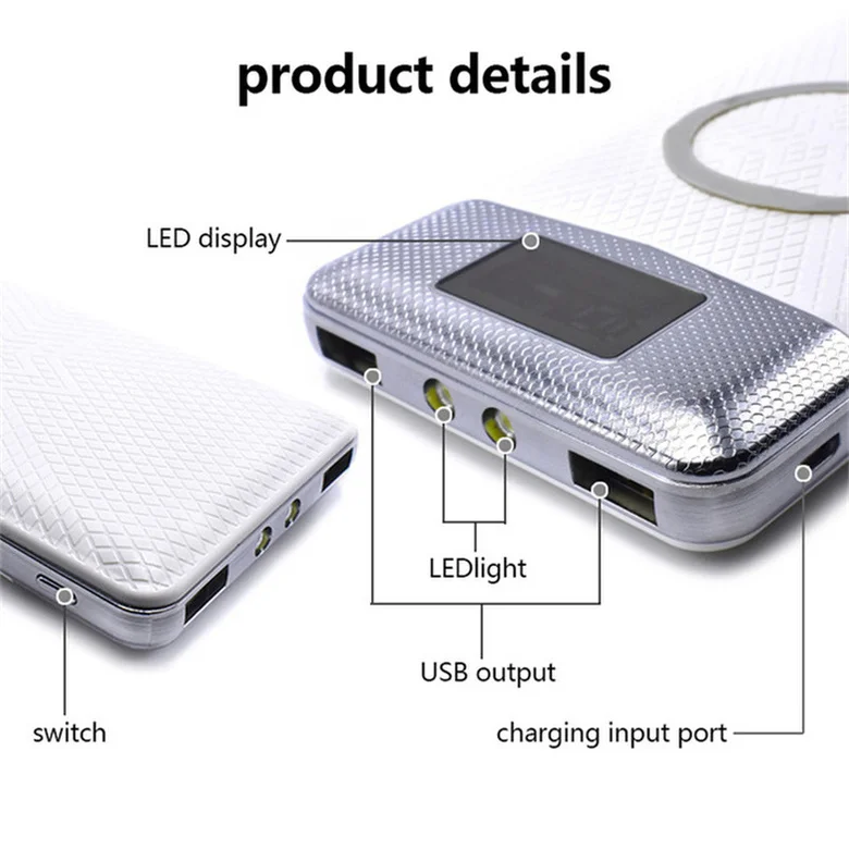 Внешний аккумулятор 20000 мАч беспроводной двойной USB беспроводной внешний аккумулятор портативное зарядное устройство аккумулятор для iPhone X 8 7 xiaomi honor