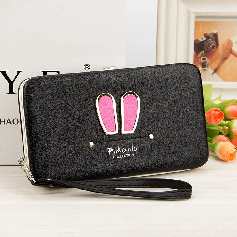 

New Big Capacity Lunch Box Korean Women Lock Wallets Cellphone Bag Kawaii Rabbit Womens Wallets and Purses Porte Monnaie Femme