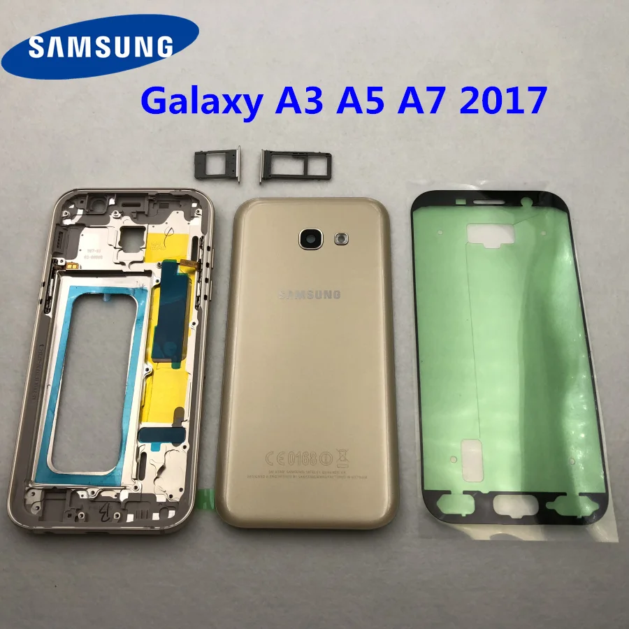 Для samsung Galaxy A3 A5 A7 A320 A520 A720 Full Корпус чехол сзади Батарея Дверь чехол A320F A520F A720F средняя рамка