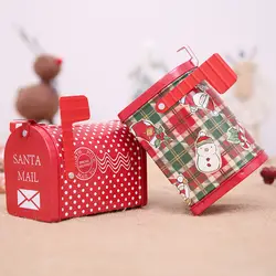 Рождественский Декор, конфетная Подарочная Оловянная коробка, детский Подарочный почтовый ящик, Рождественский Санта-Клаус, снеговик