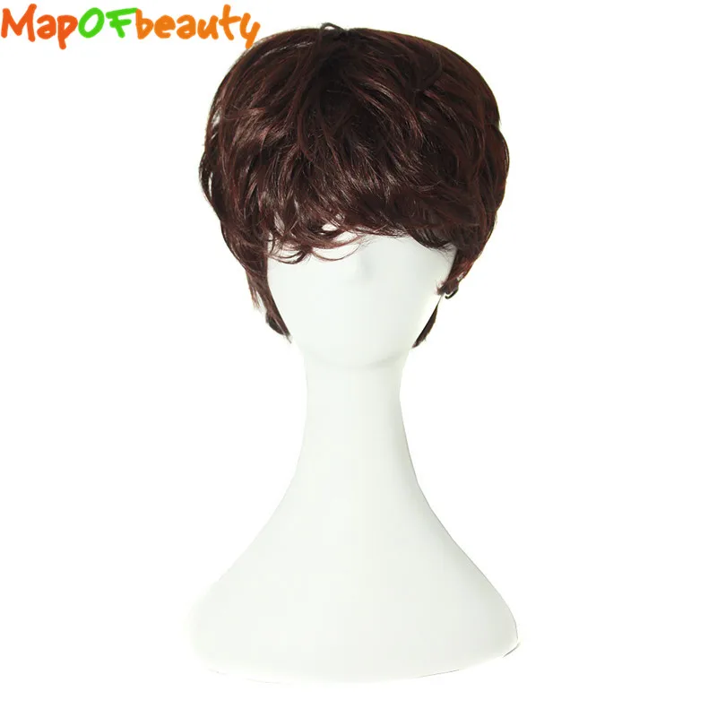 MapofBeauty 10 &quotКороткие вьющиеся каштановые парики Смешанные коричневые поддельные
